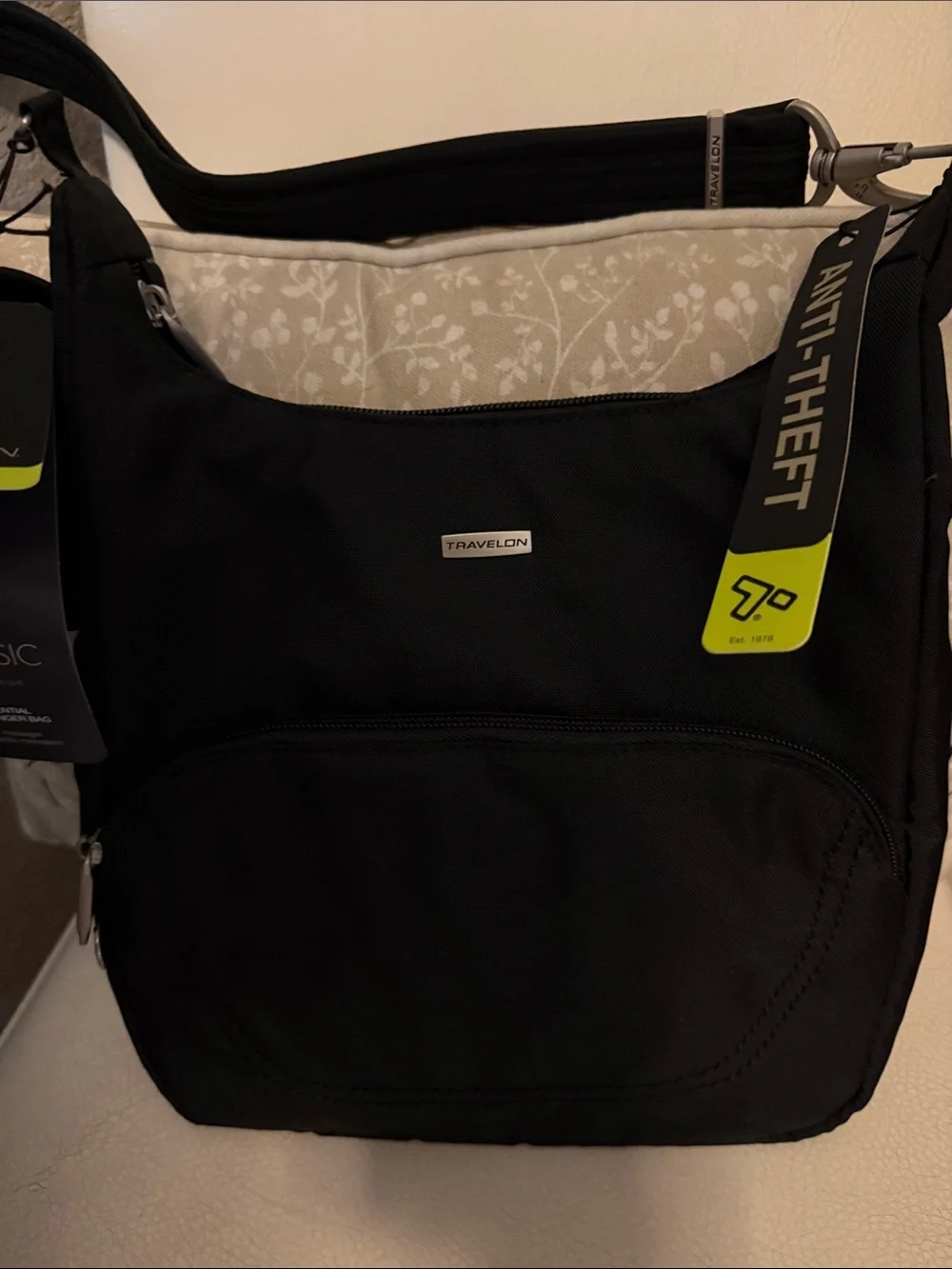 Travelon Black Anti-Theft Messenger Crossbody Bag